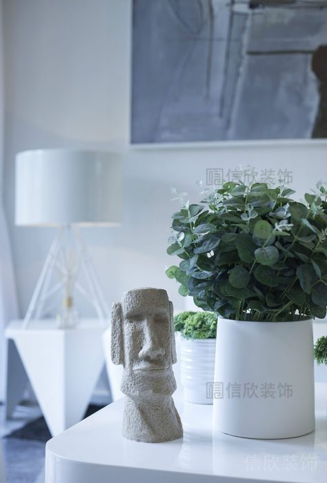 瓷磚純白綠植休息區(qū)工作臺臥室設(shè)計