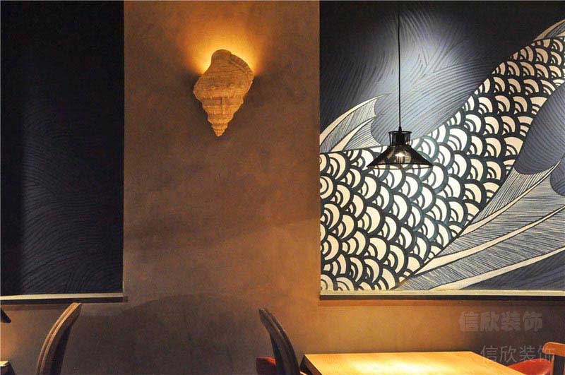 餐廳工業(yè)風餐桌背景墻畫效果圖