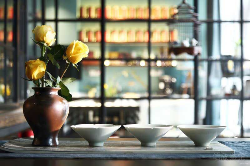 中式風(fēng)格辦公空間茶臺茶具