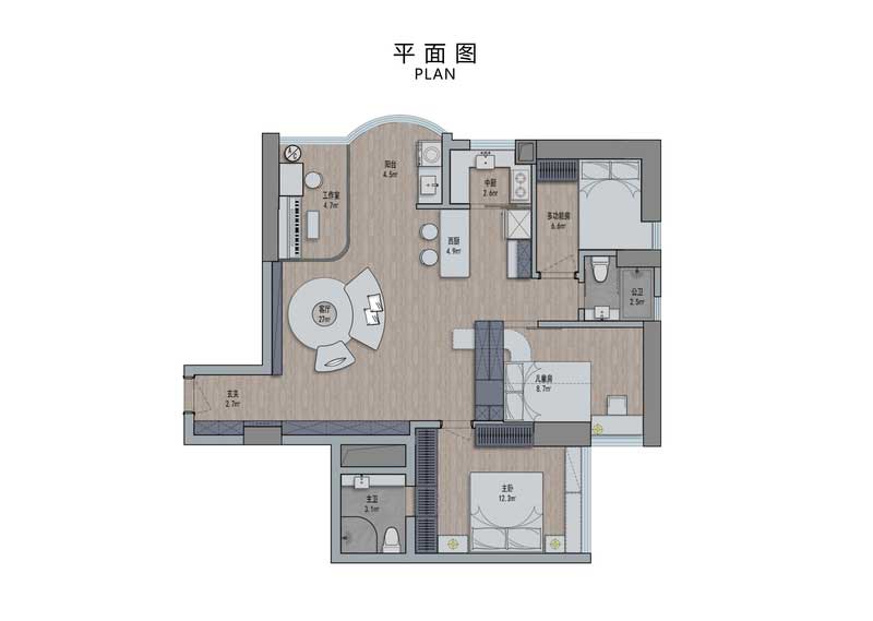 深圳鹽田區(qū)三房小戶(hù)型家裝裝修-平面圖