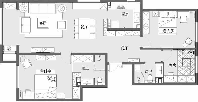 深圳羅湖區現代簡約風家庭新房裝修工程平面布置圖 深圳羅湖區現代簡約風家庭新房裝修工程平面布置圖