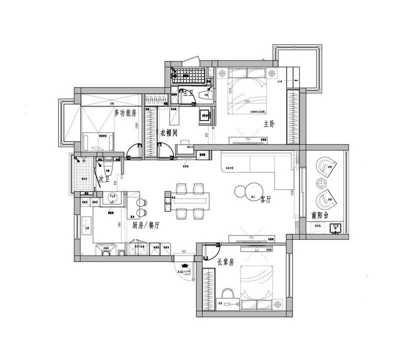 深圳羅湖區簡約風小戶型裝修工程施工平面布置圖 深圳羅湖區簡約風小戶型裝修工程施工平面布置圖