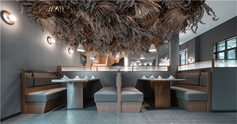 簡約風浙江特色菜連鎖餐廳深圳龍華店裝修設計卡座用餐區(qū)