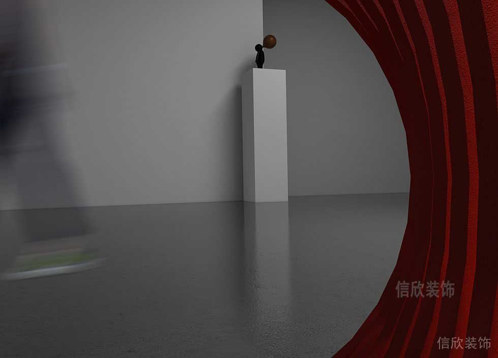 辦公室過道裝修現(xiàn)代極簡風(fēng)產(chǎn)品展示柜區(qū)域設(shè)計(jì)圖