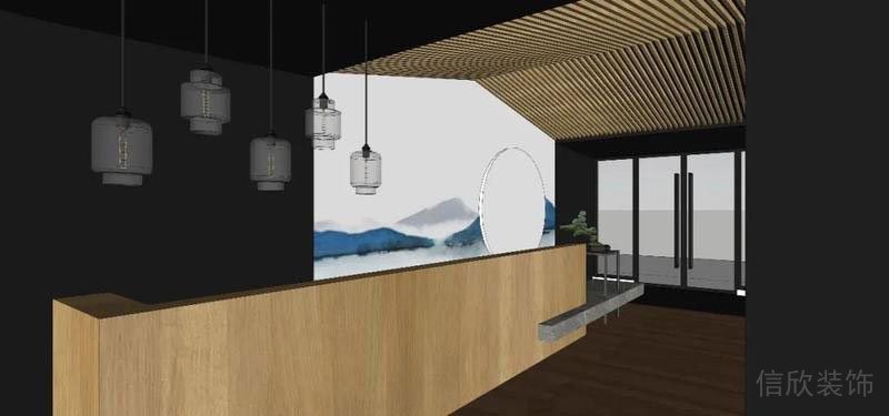 南山餐廳裝修設(shè)計(jì)效果圖前臺(tái)