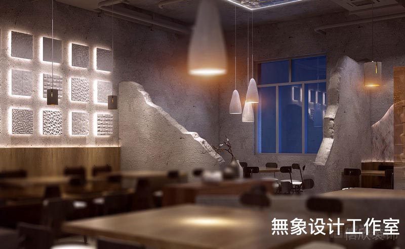福田餐廳裝修燒烤店設(shè)計效果圖墻面定制燈飾