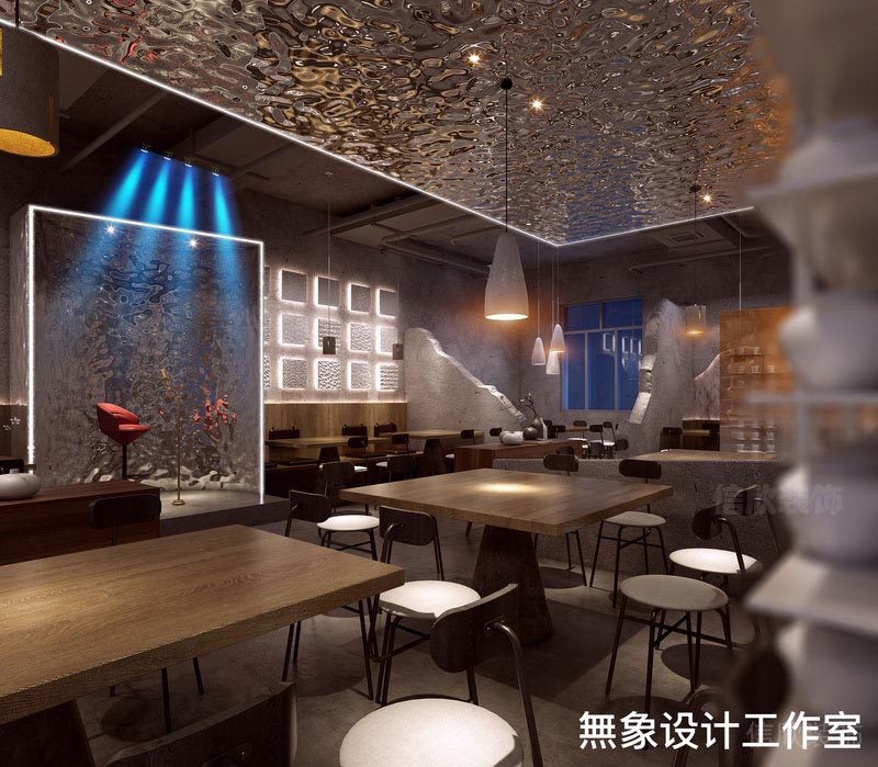 福田餐廳裝修燒烤店設(shè)計效果圖原木色餐桌