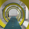 展示區(qū)圓形通道拱門展示柜效果圖設計