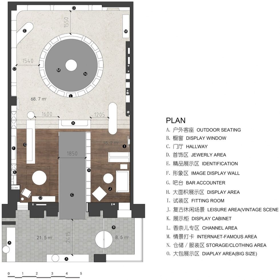 深圳市南山區科技園復古風中古商店裝修設計平面圖