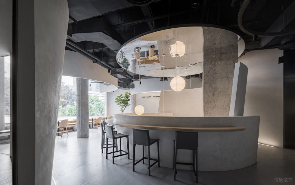 工業(yè)簡約風(fēng)咖啡店邊座卡座全景裝修設(shè)計