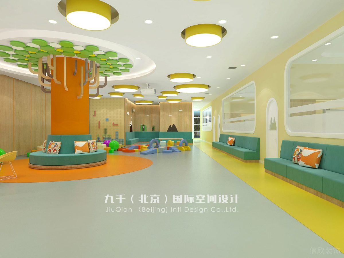 紅黃藍(lán)親子園智慧樹樣式設(shè)計(jì)環(huán)形沙發(fā)